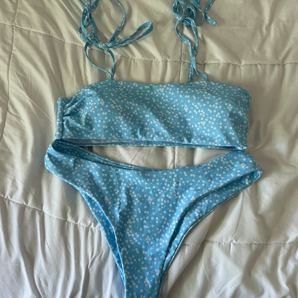 Light Blue Floral Swimsuit